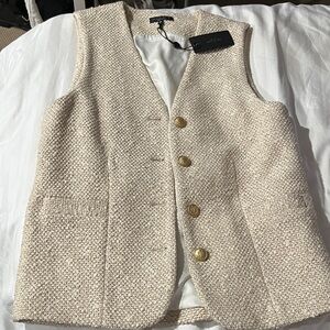 Cream boucle Vest with Gold Accents